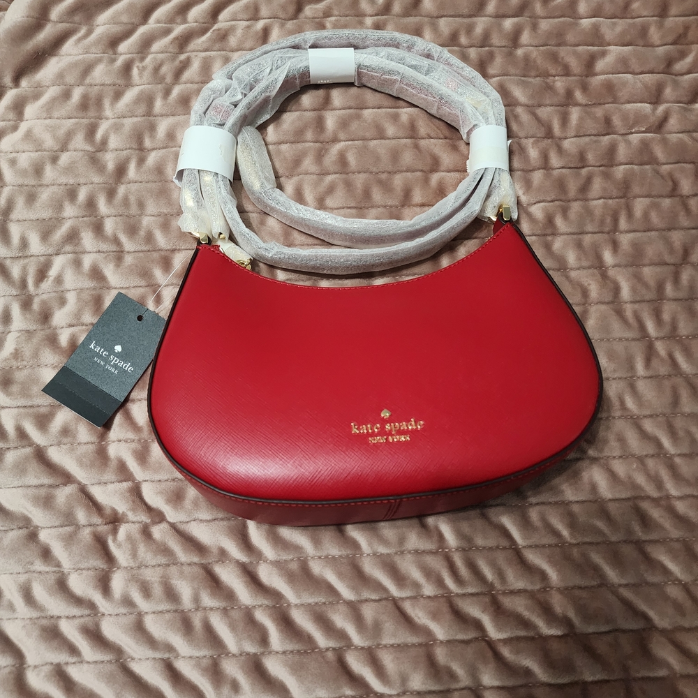 kate spade Red Leather Crescent Shoulder Bag